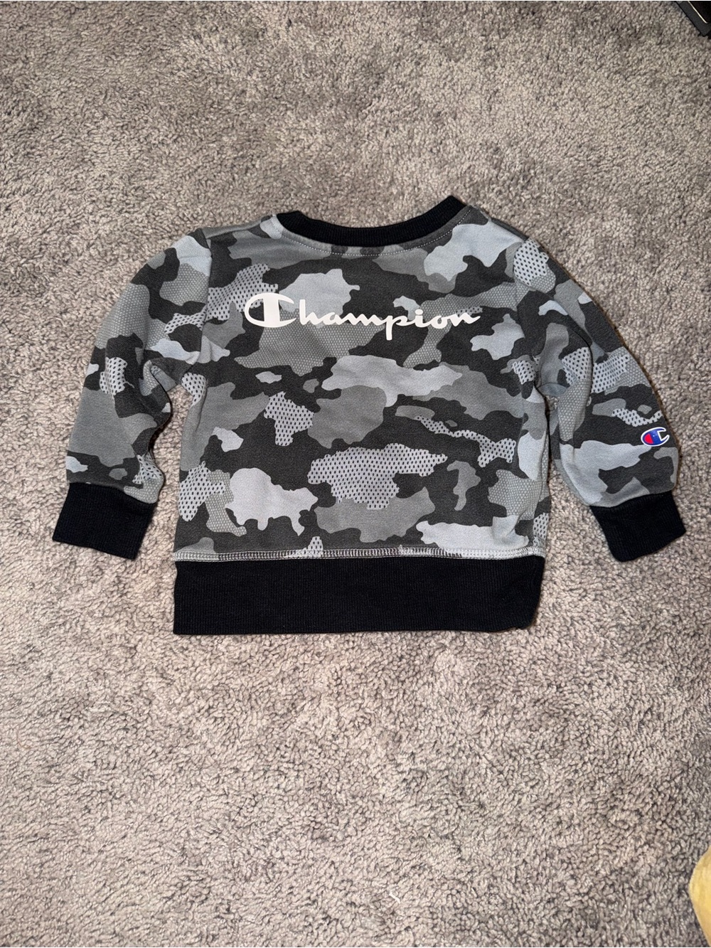 Champion Kids Gray Camo Logo Crewneck Sweatshirt